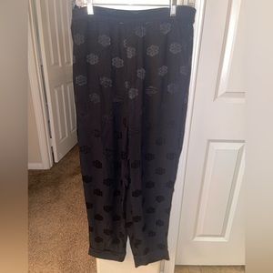 Madewell Elastic Pull On Embossed‎ Flowers Black Pants w/ Pockets size Medium